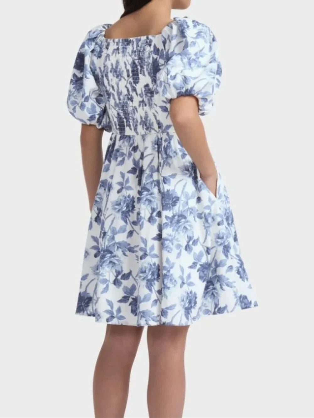 Abercrombie Kids Emerson Puff Sleeve Sundress Blue Floral Size 15/16